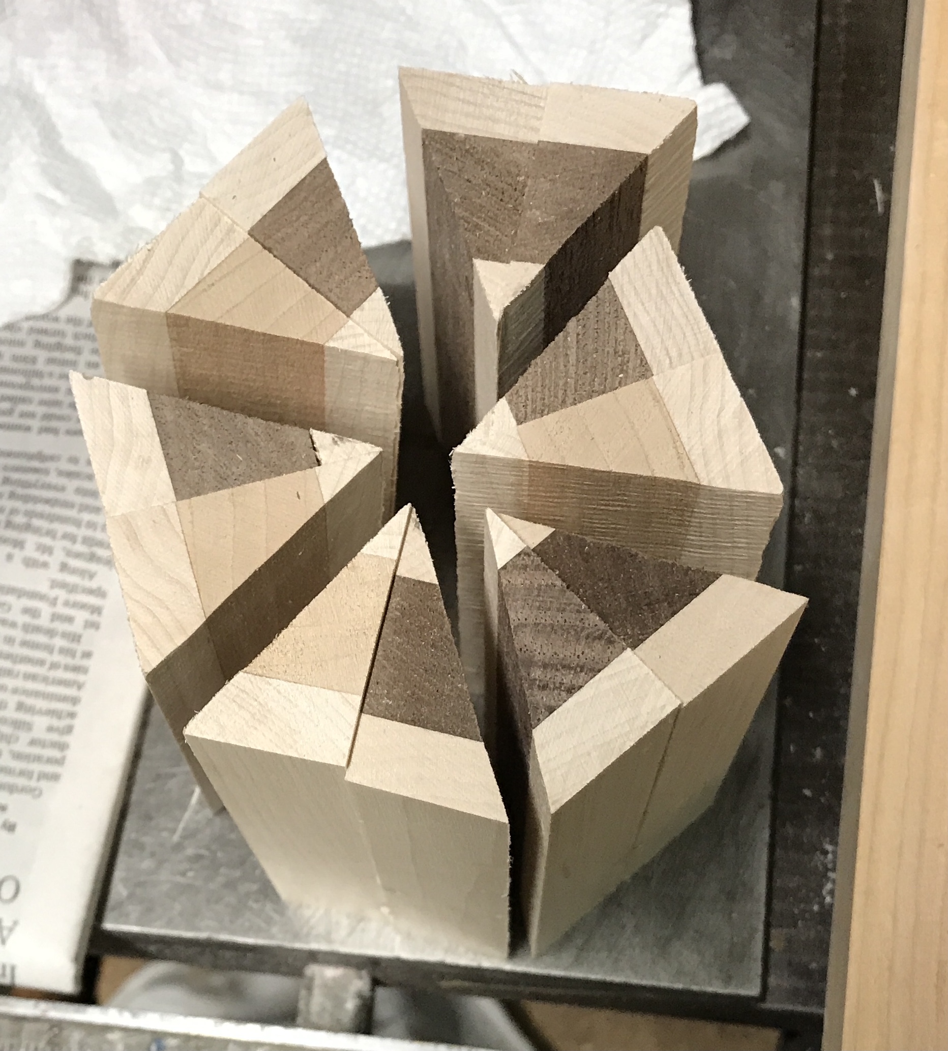 The six paired triangles glued with CA glue.